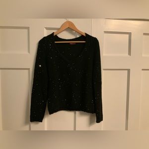 Comptoir des Cotonniers Black V-neck Sweater with Sequins